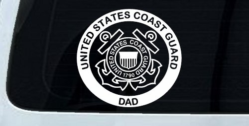 United States Coast Guard Dad Military Car or Truck Window Vinyl Decal Sticker (White)
