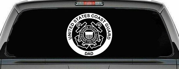 United States Coast Guard Dad Military Car or Truck Window Vinyl Decal Sticker (White)