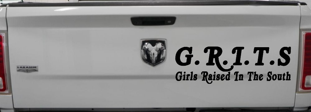 GRITS Girls Raised In The South Country Car or Truck Window Decal Sticker (Black)