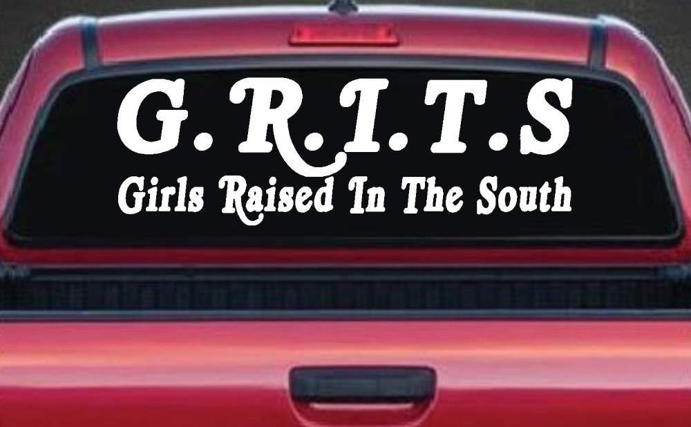 GRITS Girls Raised In The South Country Car or Truck Window Decal Sticker (White)