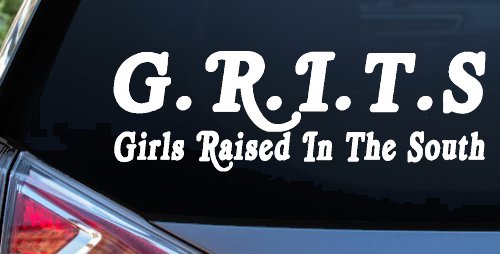 GRITS Girls Raised In The South Country Car or Truck Window Vinyl Decal Sticker (White)
