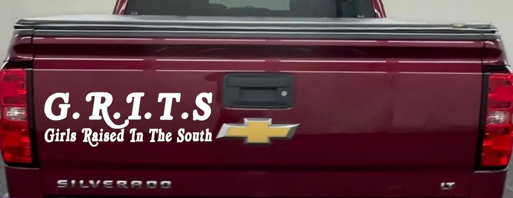 GRITS Girls Raised In The South Country Car or Truck Window Decal Sticker (White)