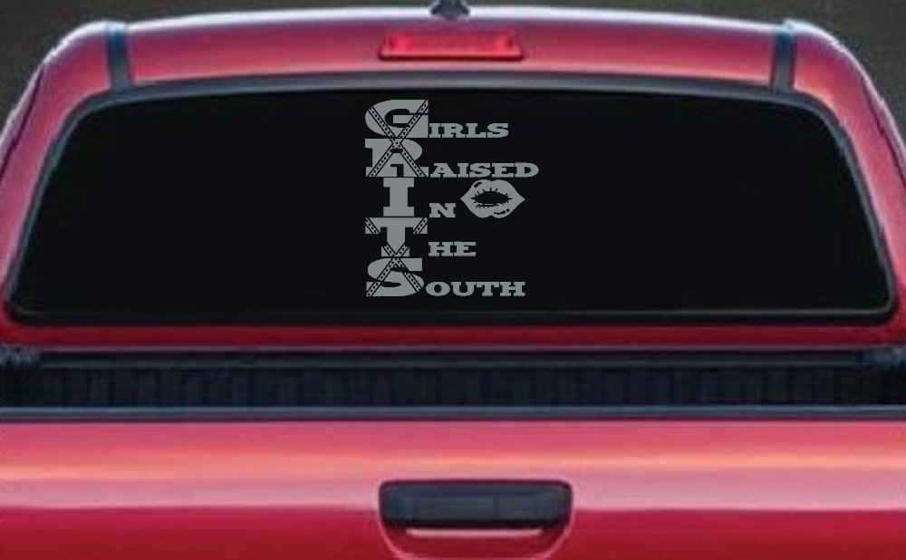 GRITS Girls Raised In The South Country Car or Truck Window Decal Sticker (Telegrey)