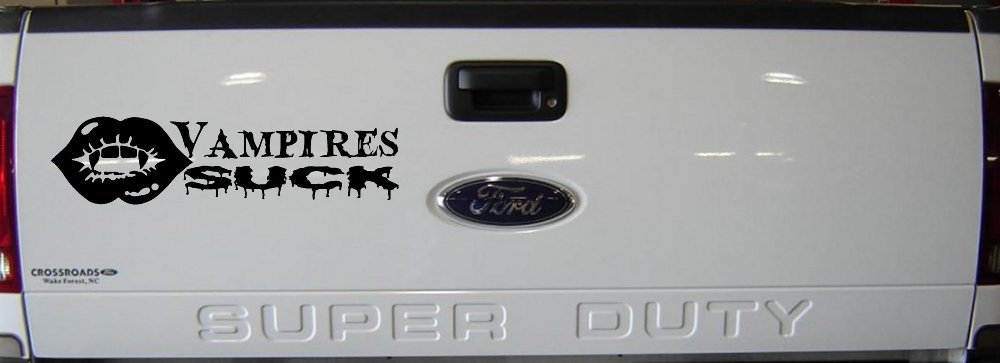 Funny Vampires Suck Car or Truck Window Decal Sticker (Black)