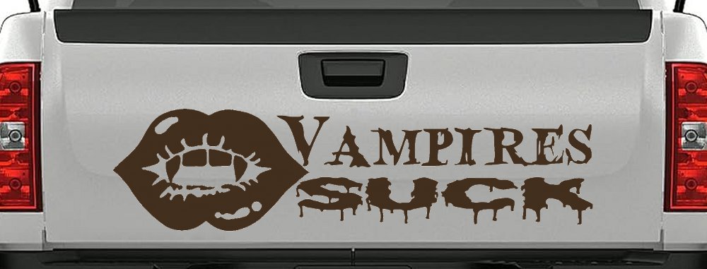 Funny Vampires Suck Car or Truck Window Vinyl Decal Sticker (Brown)