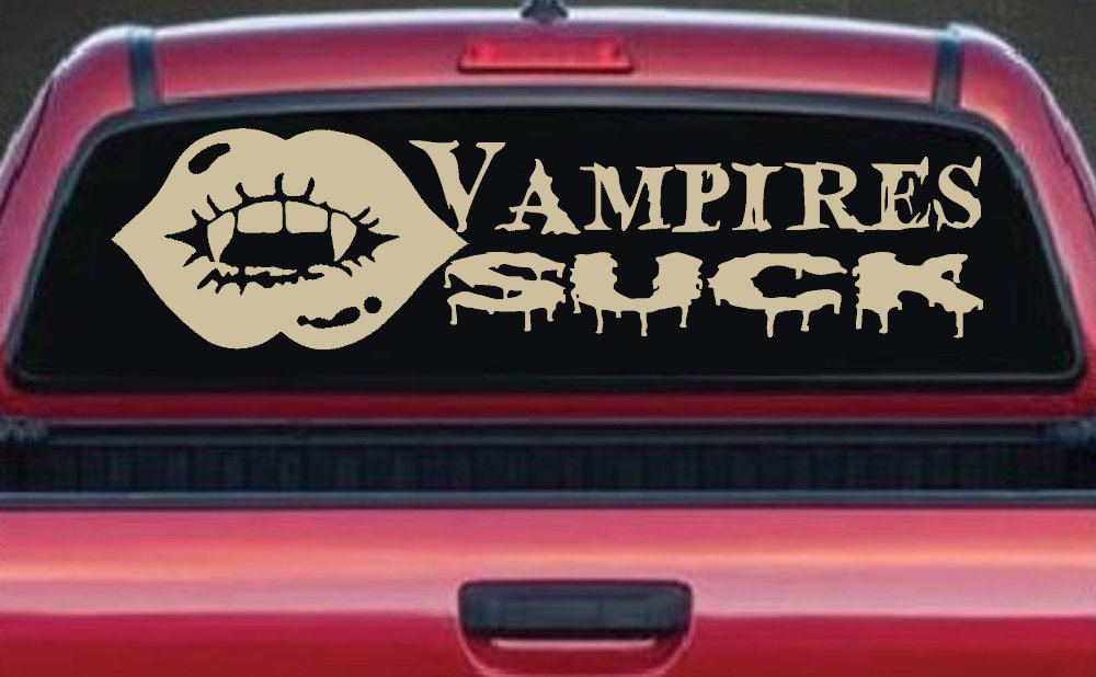 Funny Vampires Suck Car or Truck Window Vinyl Decal Sticker (Desert Sand)