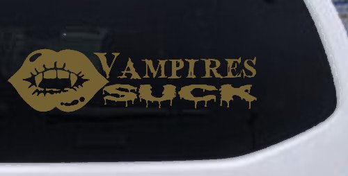 Funny Vampires Suck Car or Truck Window Decal Sticker (Gold)