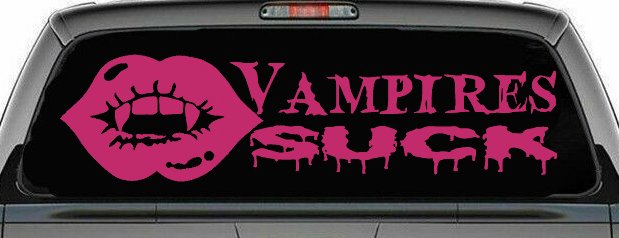 Funny Vampires Suck Car or Truck Window Decal Sticker (Hot Pink)