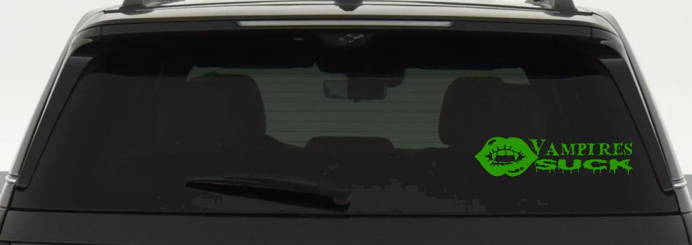 Funny Vampires Suck Car or Truck Window Vinyl Decal Sticker (Lime)
