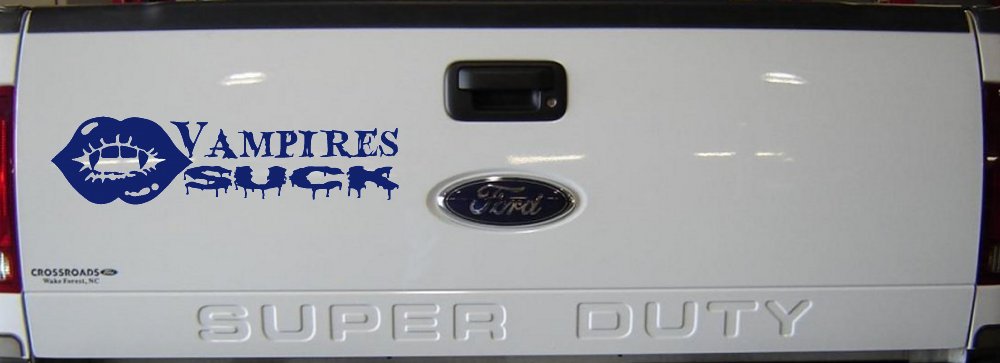 Funny Vampires Suck Car or Truck Window Decal Sticker (Navy)