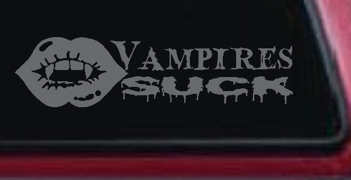 Funny Vampires Suck Car or Truck Window Vinyl Decal Sticker (Silver)