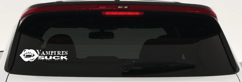 Funny Vampires Suck Car or Truck Window Decal Sticker (White)