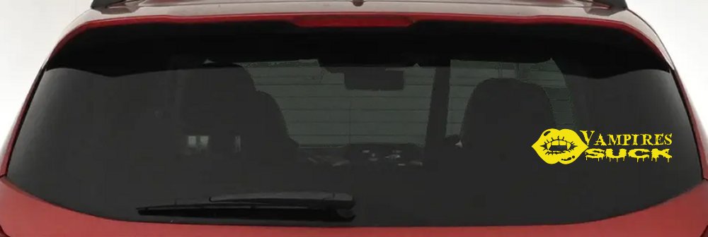 Funny Vampires Suck Car or Truck Window Vinyl Decal Sticker (Yellow)