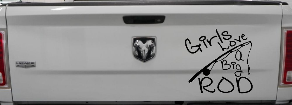 Funny Fishing Girls Love A Big Rod Fishing Car or Truck Window Decal Sticker