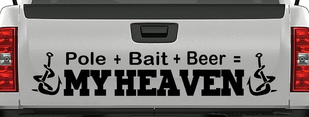 Pole Bait Beer My Heaven Fishing Car or Truck Window Decal Sticker