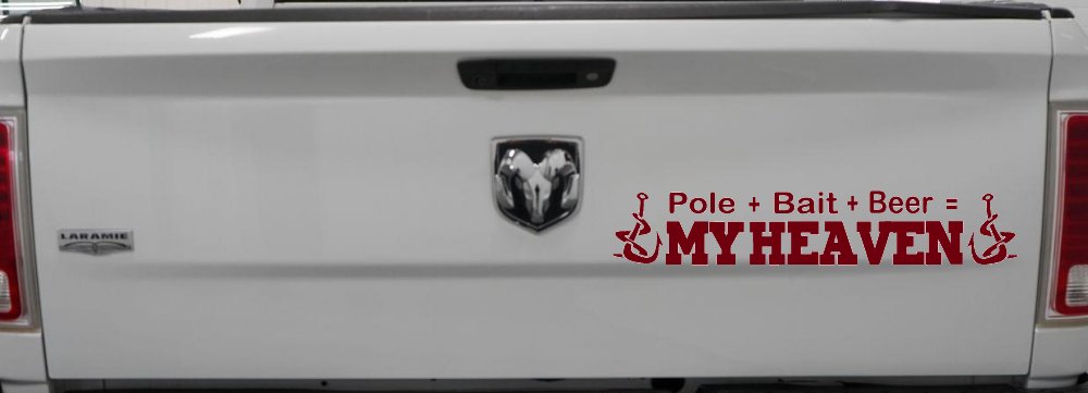 Pole Bait Beer My Heaven Fishing Car or Truck Window Vinyl Decal Sticker (Burgundy)