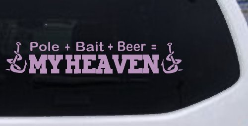 Pole Bait Beer My Heaven Fishing Car or Truck Window Decal Sticker (Lilac)