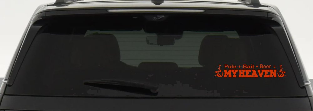 Pole Bait Beer My Heaven Fishing Car or Truck Window Decal Sticker