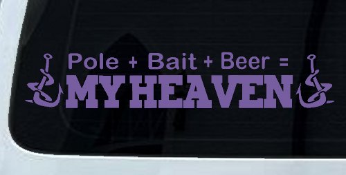 Pole Bait Beer My Heaven Fishing Car or Truck Window Decal Sticker