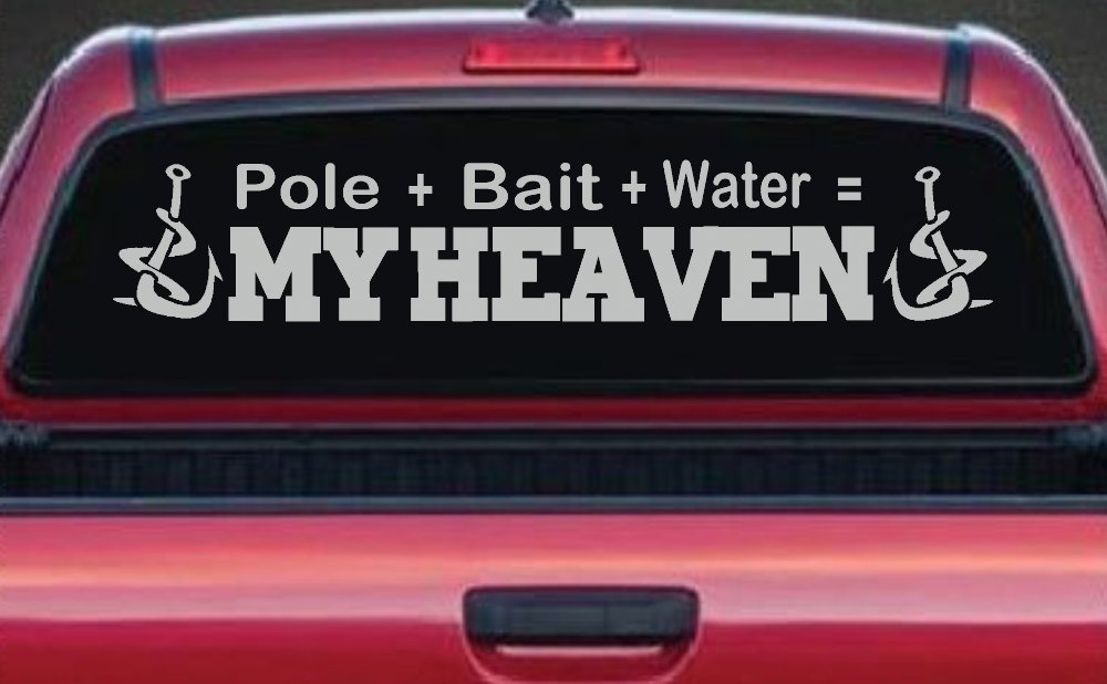 Pole Bait Water My Heaven Fishing Car or Truck Window Decal Sticker