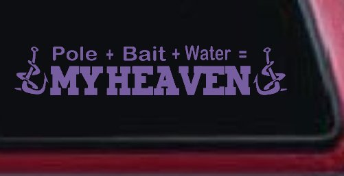 Pole Bait Water My Heaven Fishing Car or Truck Window Vinyl Decal Sticker (Purple)
