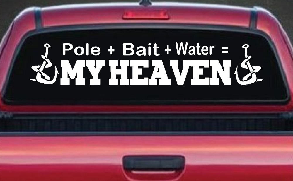 Pole Bait Water My Heaven Fishing Car or Truck Window Decal Sticker