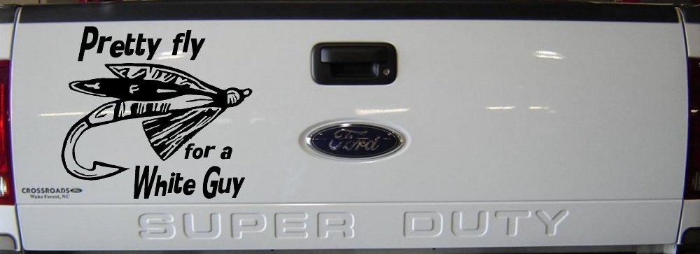 Pretty Fly For A White Guy Fishing Car or Truck Window Vinyl Decal Sticker (Black)