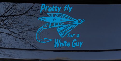 Pretty Fly For A White Guy Fishing Car or Truck Window Decal Sticker (Blue)