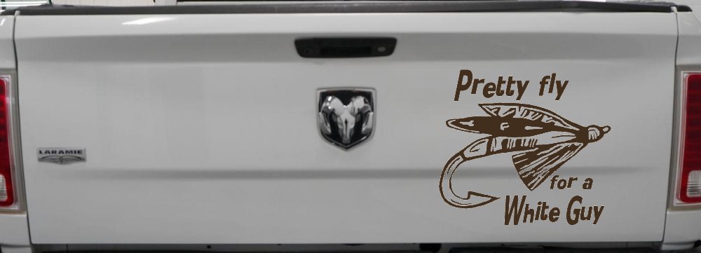 Pretty Fly For A White Guy Fishing Car or Truck Window Decal Sticker (Brown)