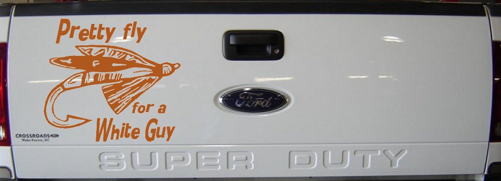 Pretty Fly For A White Guy Fishing Car or Truck Window Decal Sticker (Nut Brown)