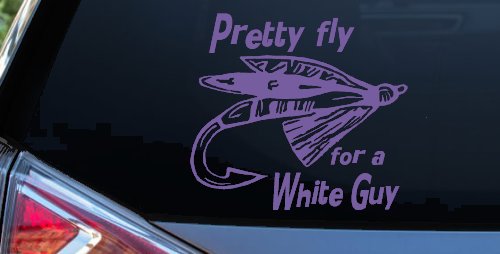 Pretty Fly For A White Guy Fishing Car or Truck Window Decal Sticker (Purple)