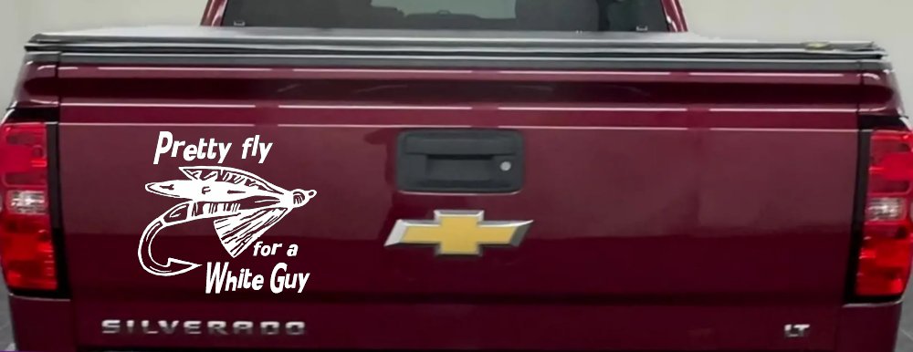 Pretty Fly For A White Guy Fishing Car or Truck Window Decal Sticker (White)