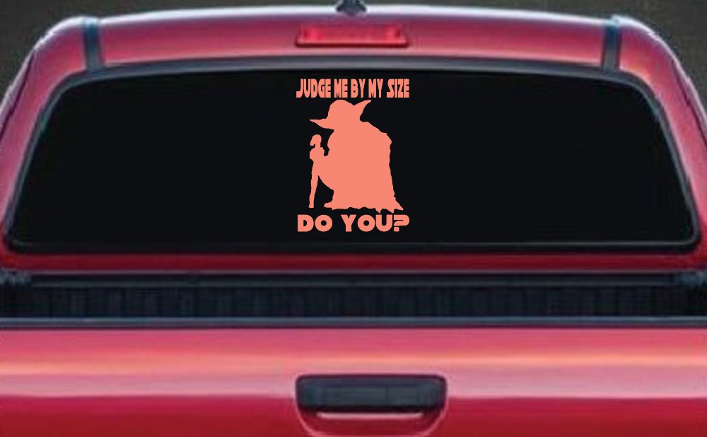 Yoda Judge Me By My Size Do You Funny Car or Truck Window Vinyl Decal Sticker (Coral)
