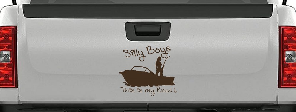 Silly Boys This Is My Boat Car or Truck Window Decal Sticker (Brown)