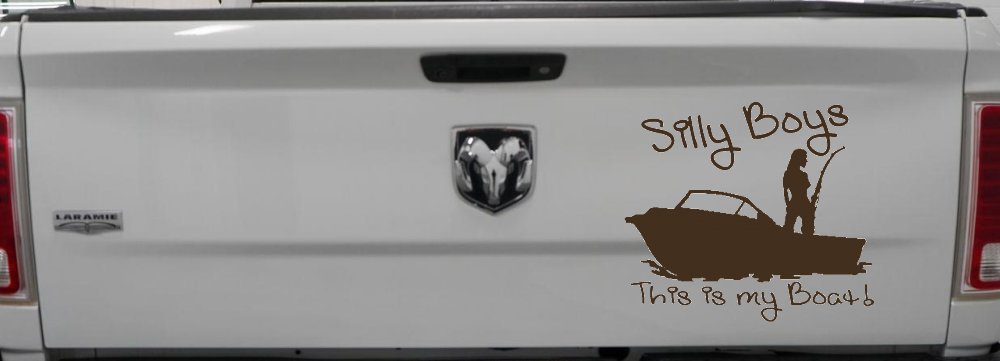 Silly Boys This Is My Boat Car or Truck Window Vinyl Decal Sticker (Brown)