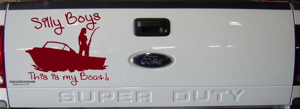 Silly Boys This Is My Boat Car or Truck Window Vinyl Decal Sticker (Burgundy)