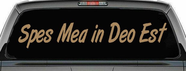 Spes Mea In Deo Est Christian Car or Truck Window Vinyl Decal Sticker (Light Brown)