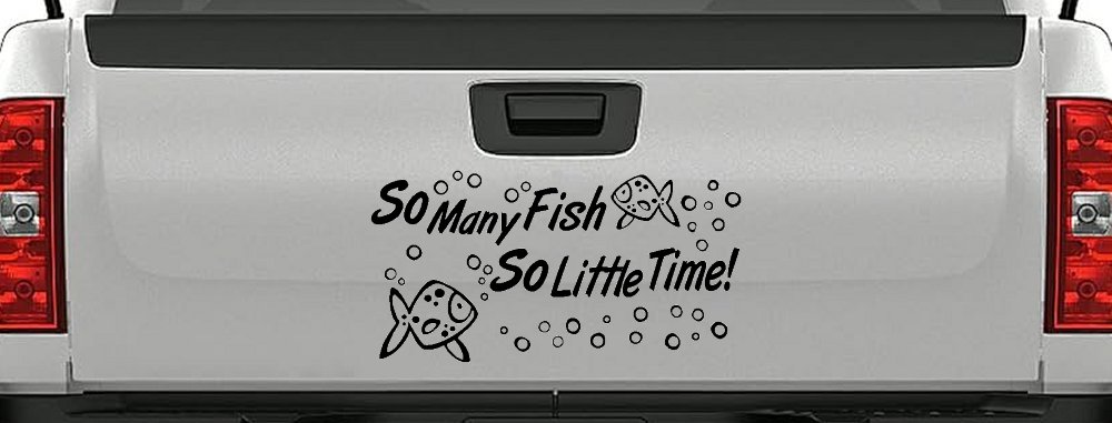 So Many Fish So Little Time Fishing Car or Truck Window Decal Sticker (Black)