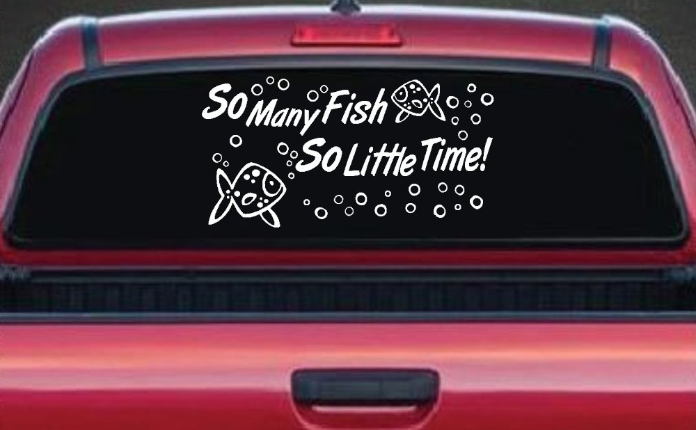 So Many Fish So Little Time Fishing Car or Truck Window Decal Sticker