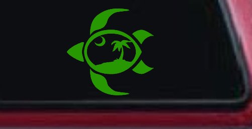 Sea Turtle Palmetto Palm Tree Moon Car or Truck Window Decal Sticker
