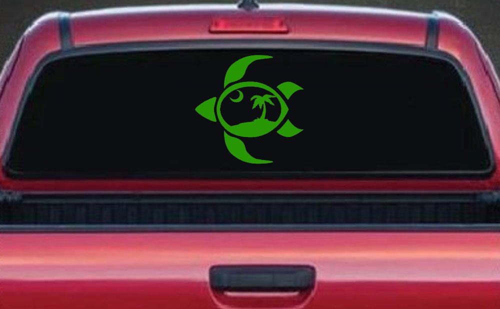 Sea Turtle Palmetto Palm Tree Moon Car or Truck Window Decal Sticker