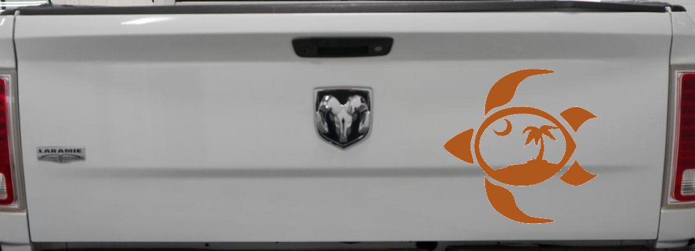 Sea Turtle Palmetto Palm Tree Moon Car or Truck Window Vinyl Decal Sticker (Nut Brown)