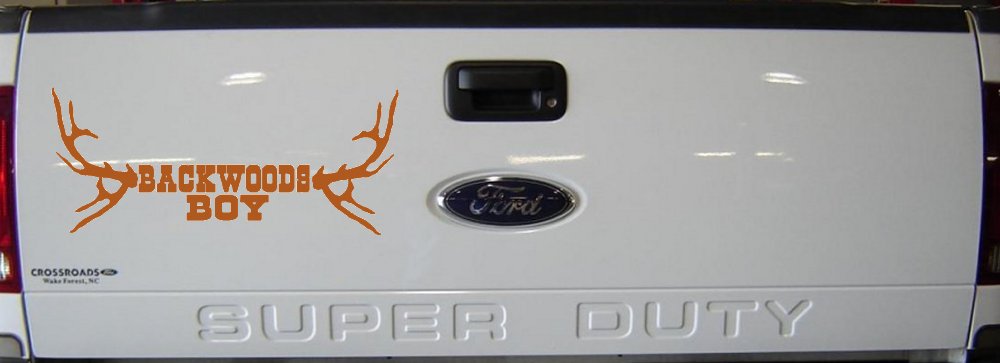 Backwoods Boy With Deer Horns Country Car or Truck Window Decal Sticker (Nut Brown)