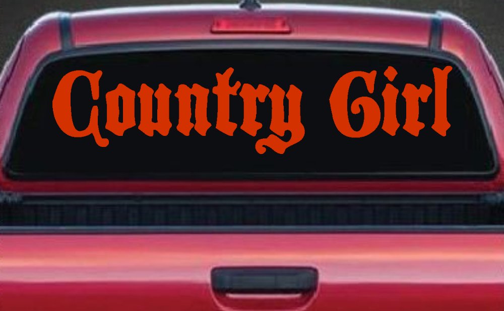 Country Girl Car or Truck Window Decal Sticker (Orange Red)