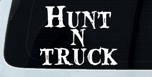 Hunt N Truck Hunting Car or Truck Window Decal Sticker (White)