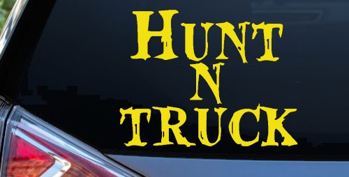 Hunt N Truck Hunting Car or Truck Window Vinyl Decal Sticker (Yellow)