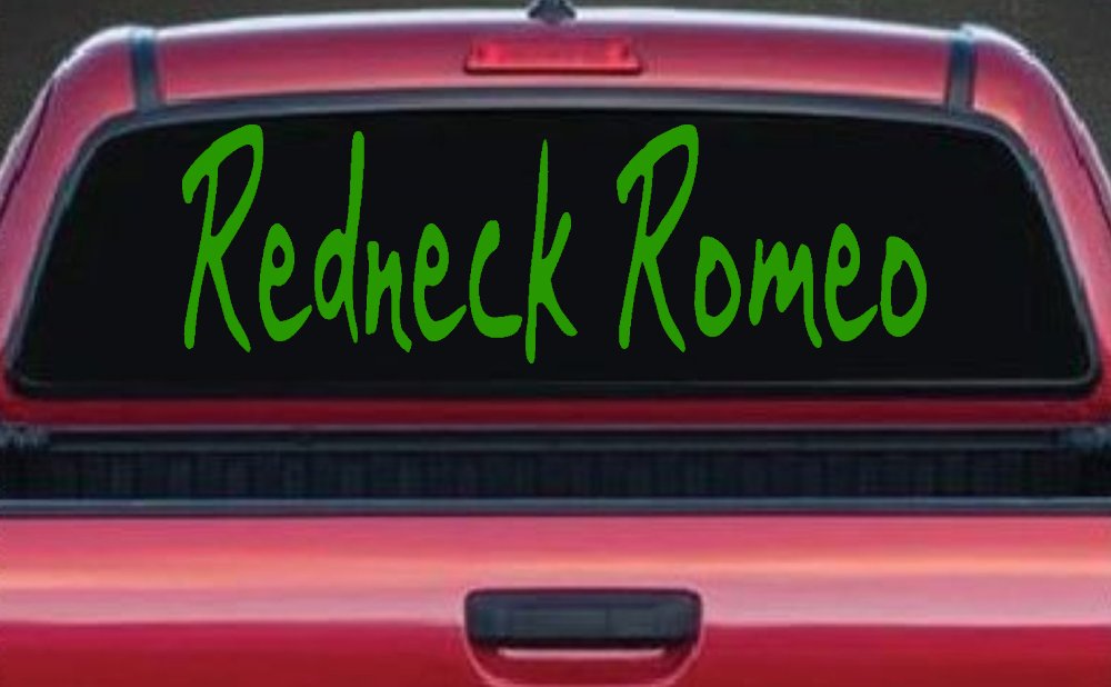 Redneck Romeo Country Car or Truck Window Vinyl Decal Sticker (Lime)