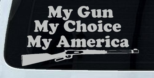 My Gun My Choice My America Hunting Car or Truck Window Vinyl Decal Sticker (Light Gray)