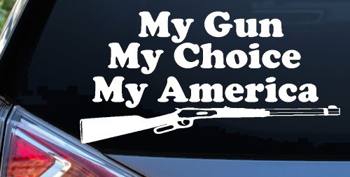 My Gun My Choice My America Hunting Car or Truck Window Vinyl Decal Sticker (White)