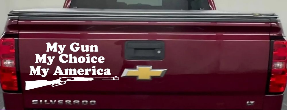 My Gun My Choice My America Hunting Car or Truck Window Vinyl Decal Sticker (White)